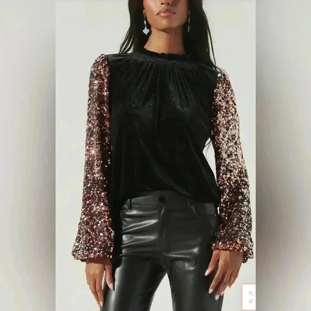Sugarlips Michelle Velvet Mock Neck Top - Picture 3 of 4